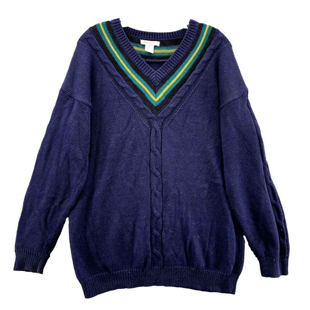 Vintage Jamie Scott Sweater Men's Medium Cable Knit Academia Grandpa Golf Preppy